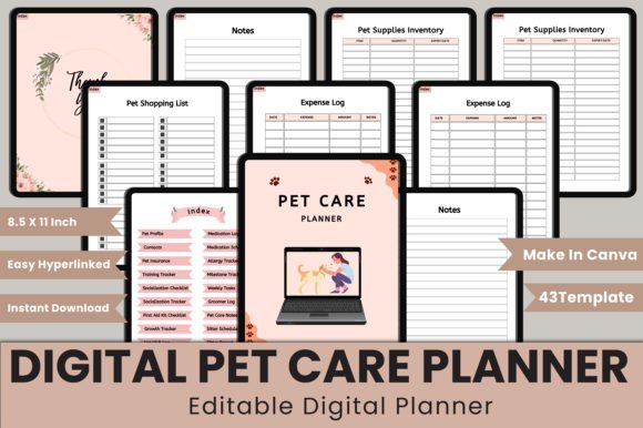 Download Digital Pet Care Planner Canva Interior - Premium Bundle