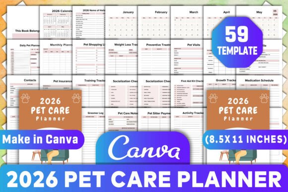 Download 2026 Pet Care Planner Canva Kdp - Premium Resources
