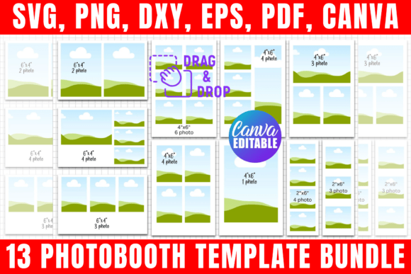 Download 13 Photobooth Template Editable Bundle - Photobooth template Collection