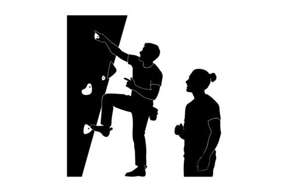 Download Silhouette of Climber Assisting Beginner - Beginner Collection